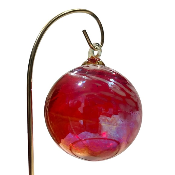 3” Hand Blown Ornament Many Hues of Orange, Reds, Purples and Irridescent Colors - Picture 5 of 7